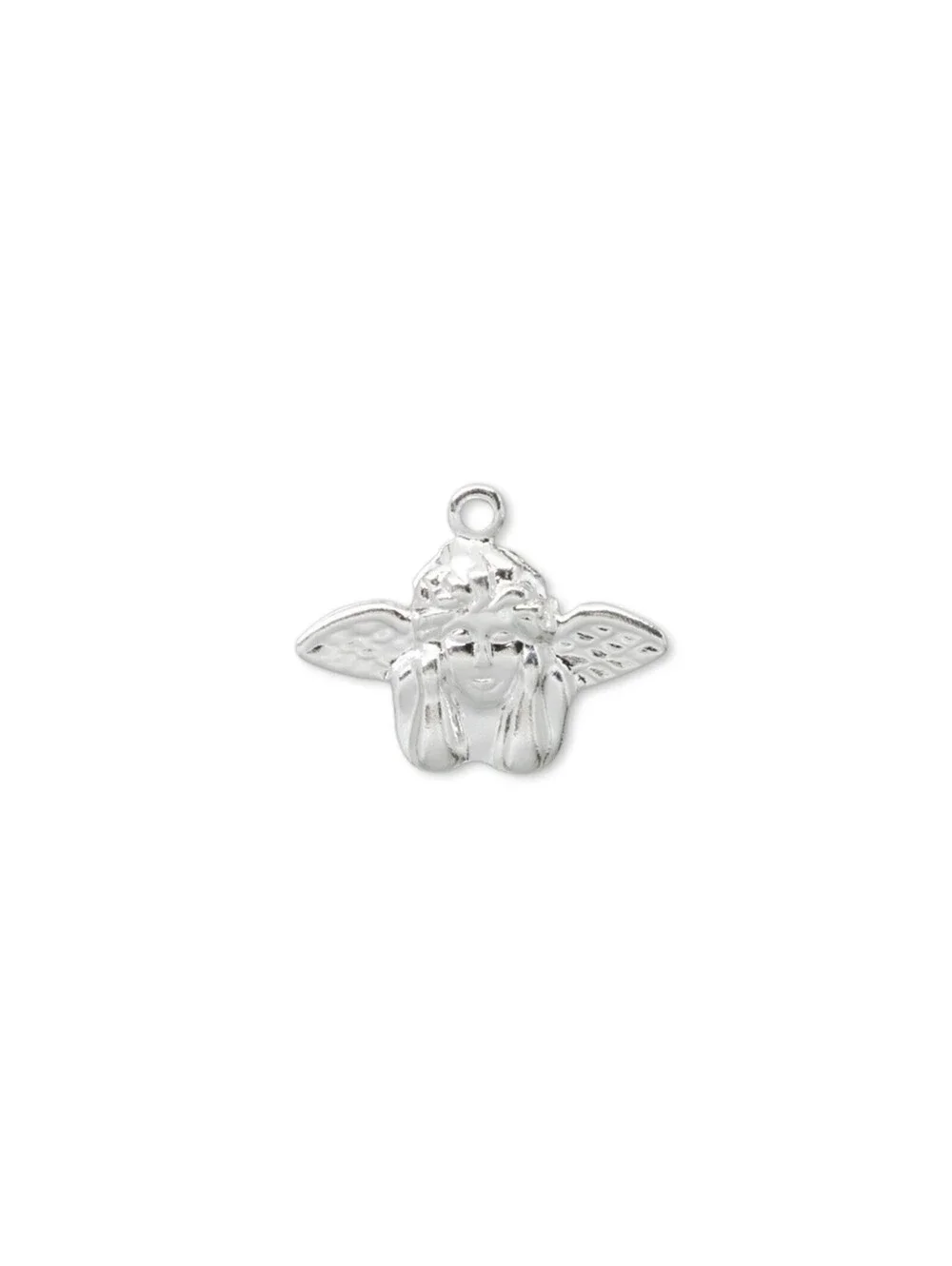 10 Silver Plated Angel Girl & Wings Stamped Drops Charms Beads